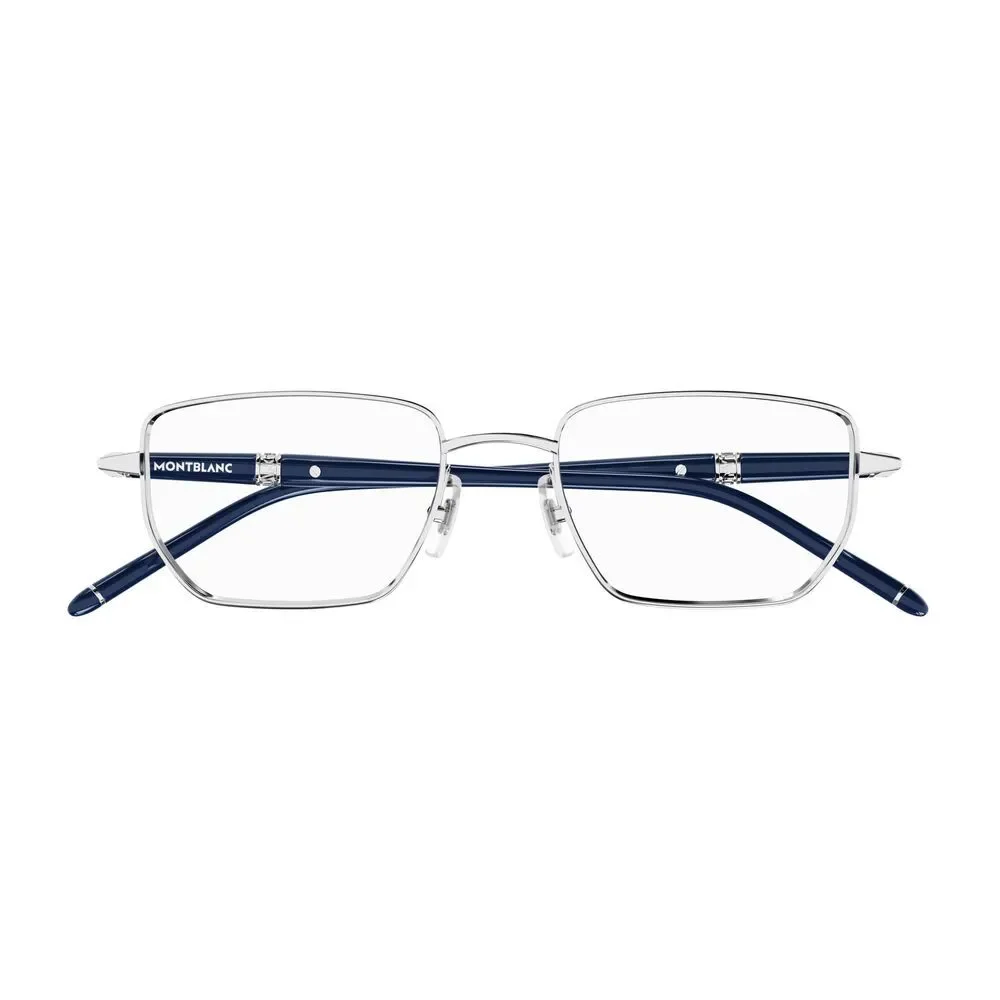 Mont Blanc MB0347O Eyeglasses Silver Blue Metal Rectangle